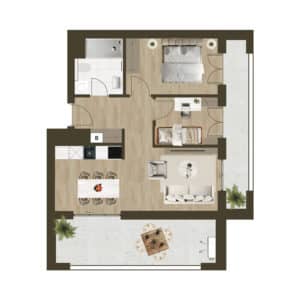 Novogradnja Novi Zagreb Lanište stanovi projekt LANOVA Apartman A 17B Trosoban