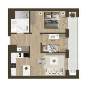 Novogradnja Novi Zagreb Lanište stanovi projekt LANOVA Apartman A 33B Trosoban