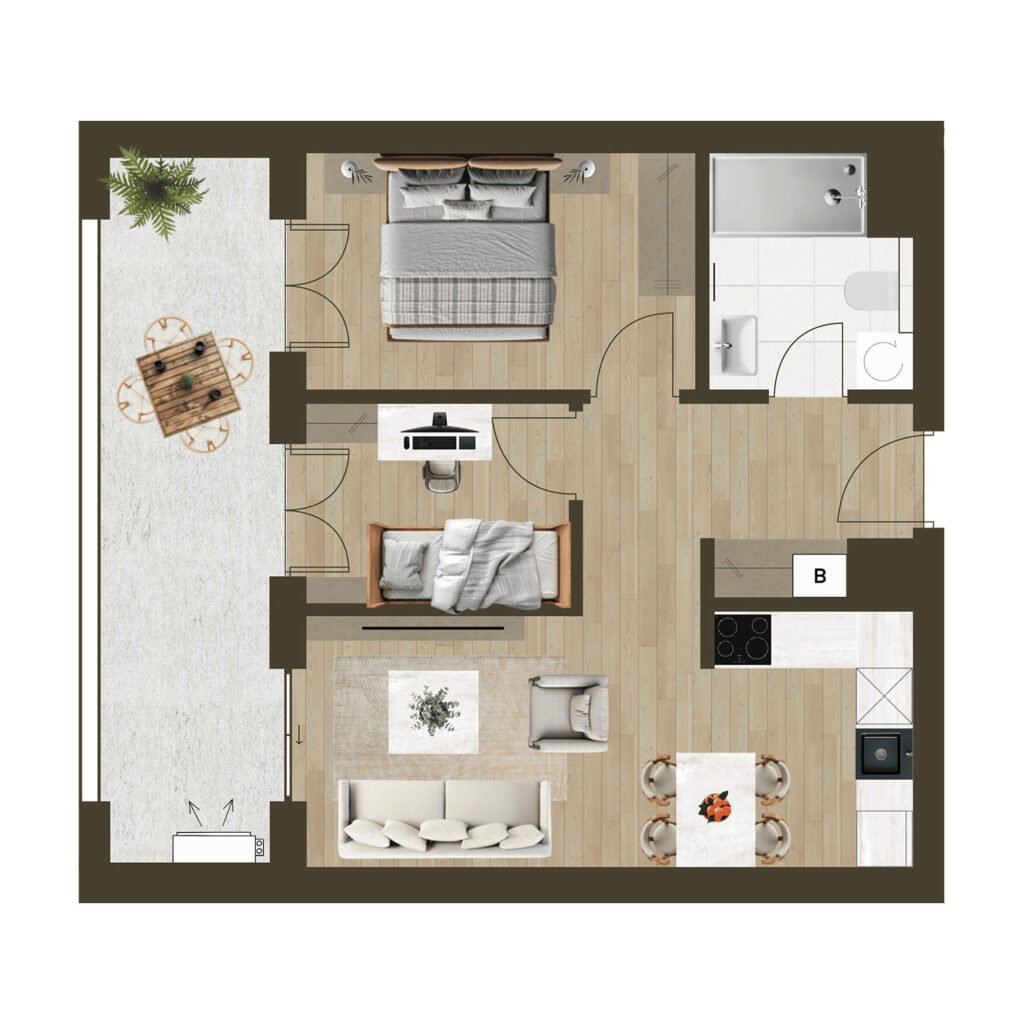 Novogradnja Novi Zagreb Lanište stanovi projekt LANOVA Apartman A 37B Trosoban