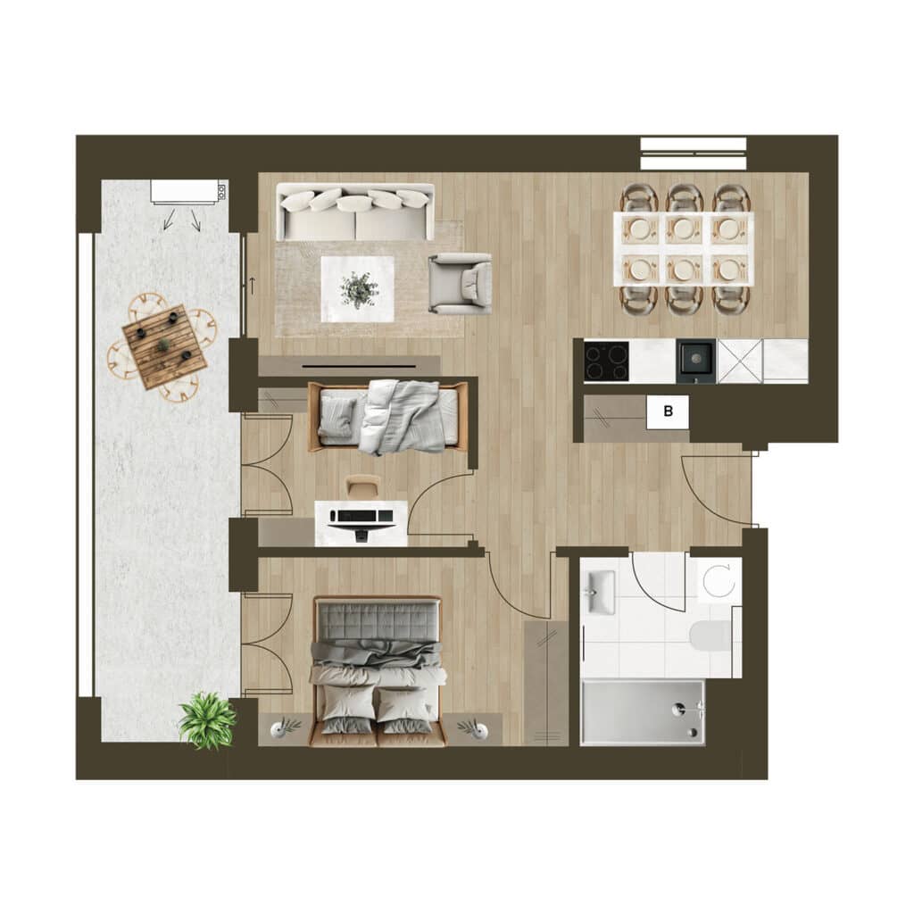 Novogradnja Novi Zagreb Lanište stanovi projekt LANOVA Apartman A 3B Trosoban