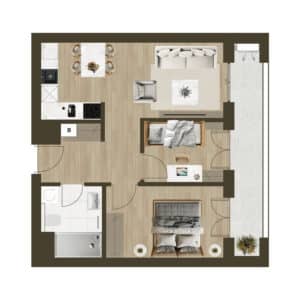 Novogradnja Novi Zagreb Lanište stanovi projekt LANOVA Apartman A 50B Trosoban