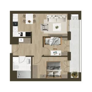Novogradnja Novi Zagreb Lanište stanovi projekt LANOVA Apartman A 52B Trosoban