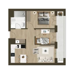 Novogradnja Novi Zagreb Lanište stanovi projekt LANOVA Apartman A 69B Trosoban