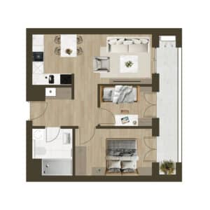 Novogradnja Novi Zagreb Lanište stanovi projekt LANOVA Apartman A 70B Trosoban